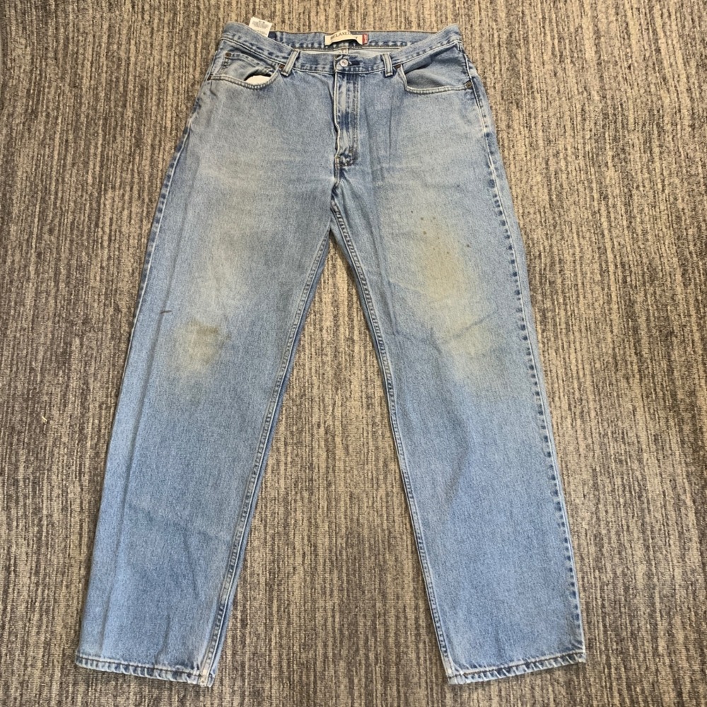 Levis Mens 36x34 Relaxed Fit Jeans Light Wash Denim Jeans Trashed Work Hunt Camp
